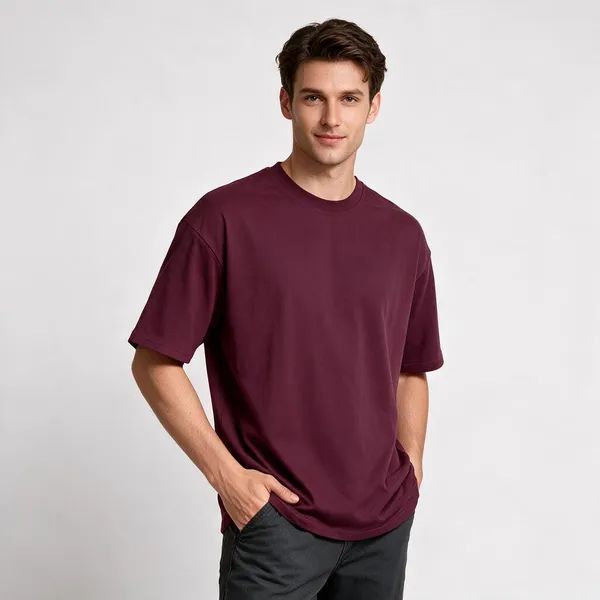 Maroon_Cotton_Blend_Oversized_T-Shirt_For_Men