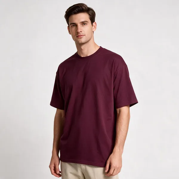 Maroon_Cotton_Blend_Oversized_T-Shirt_For_Men