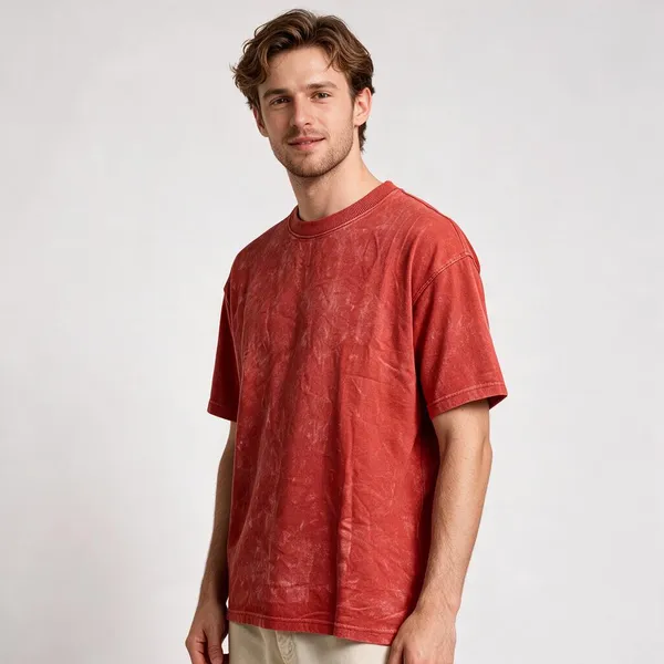 Red_Cotton_Textured_Regular_Fit_T-Shirt_For_Men