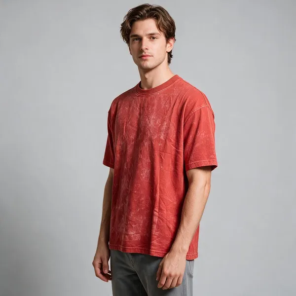 Red_Cotton_Textured_Regular_Fit_T-Shirt_For_Men