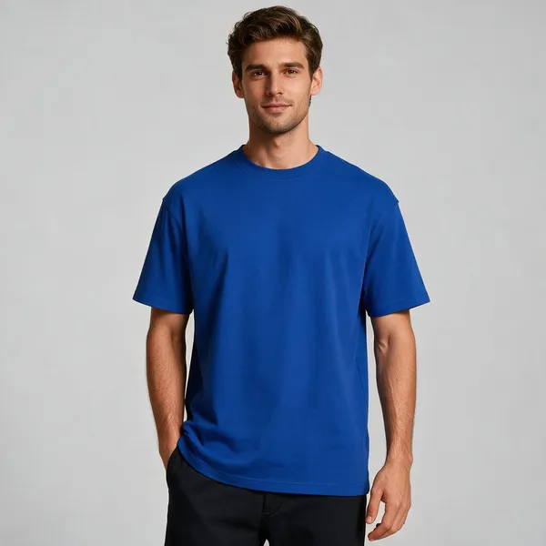 Blue_Cotton_Blend_Regular_Fit_T-Shirt_For_Men