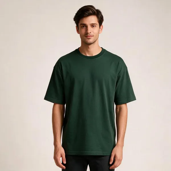 Dark_Green_Cotton_Regular_Fit_T-Shirt_For_Men