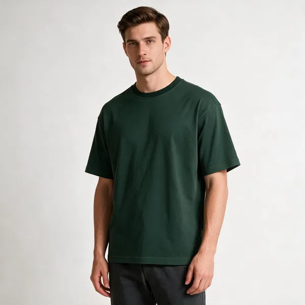 Dark_Green_Cotton_Regular_Fit_T-Shirt_For_Men