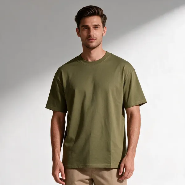 Olive_Green_Cotton_Regular_Fit_T-Shirt_For_Men