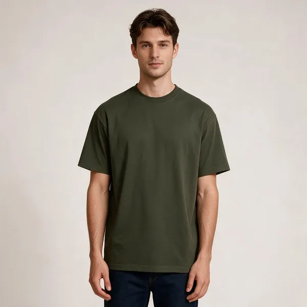 Olive_Cotton_Blend_Regular_Fit_T-Shirt_For_Men