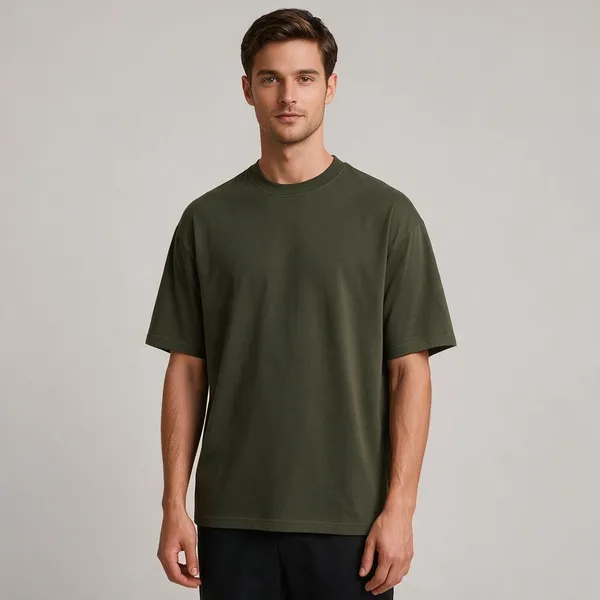 Olive_Cotton_Blend_Regular_Fit_T-Shirt_For_Men