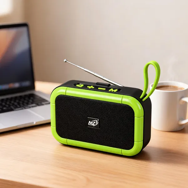 Mz_Black_Green_Bluetooth_5.4_Portable_Fm_Radio_Speaker