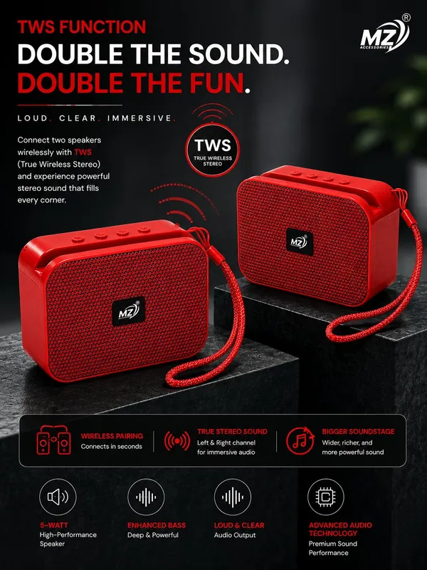 Mz_Red_Compact_5W_Tws_Bluetooth_Speaker