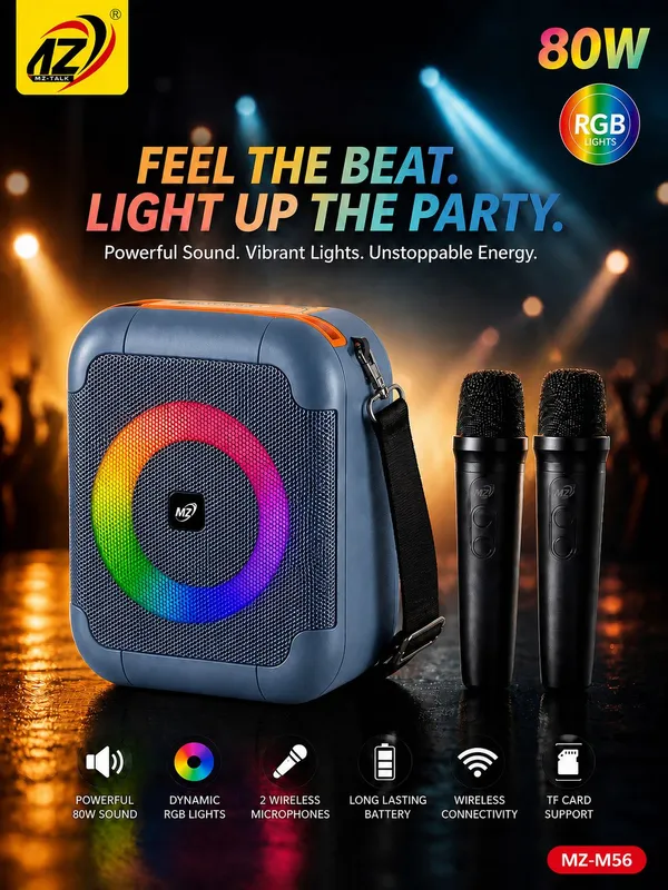 Mz-Talk_Mz-M56_80W_Rgb_Karaoke_Speaker_With_2_Wireless_Mics