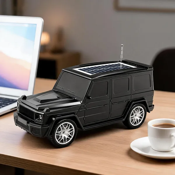 Black_Car_Shaped_Bluetooth_Speaker_With_Solar_Panel_And_Antenna