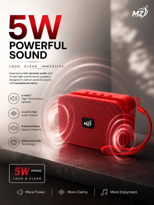 Mz_Red_Compact_5W_Tws_Bluetooth_Speaker