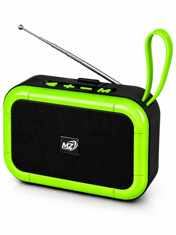 Mz_Black_Green_Bluetooth_5.4_Portable_Fm_Radio_Speaker