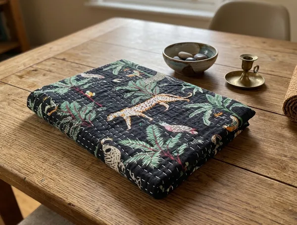 Black_Cotton_Kantha_Black_Tropical_Bird_Print_Bed_Sheet_For_Home