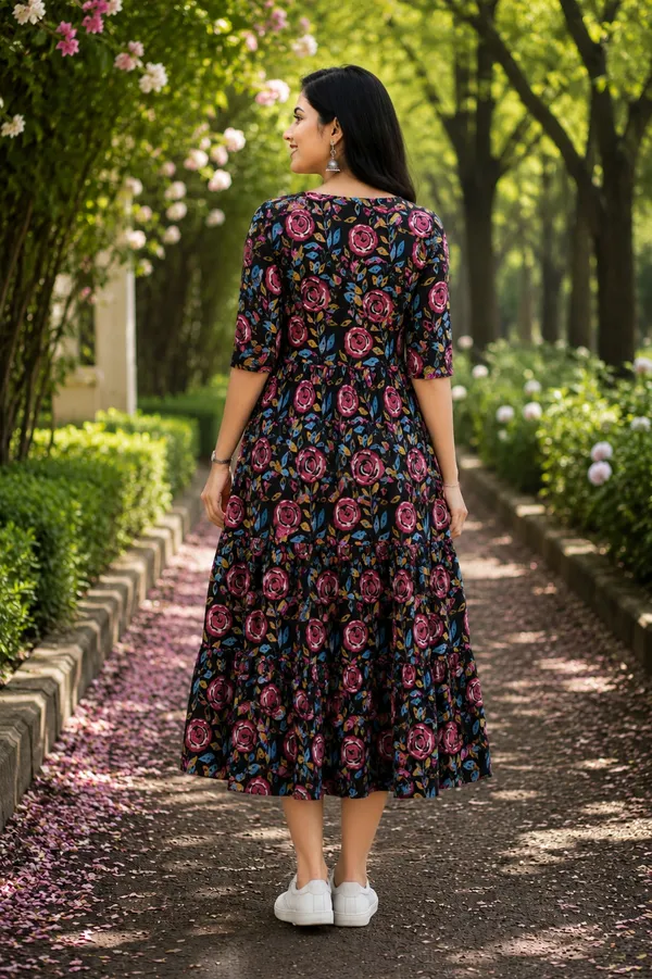 Black_Floral_Print_Rayon_Fabric_Flared_Dress_for_Women