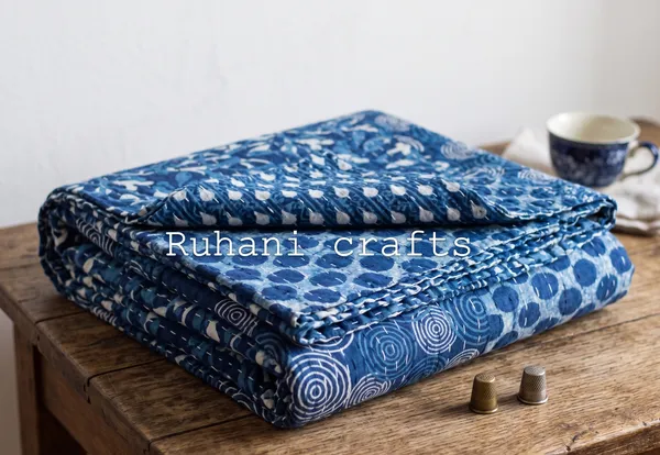 Indigo_Blue_Cotton_Block_Printed_Kantha_Quilt_For_Home_Twin_Size