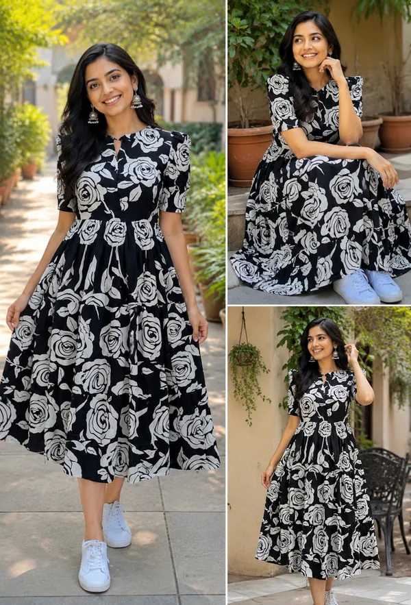 Black_Floral_printed_Rayon_fab_Fit_And_Flare_Midi_Dress_for_Women