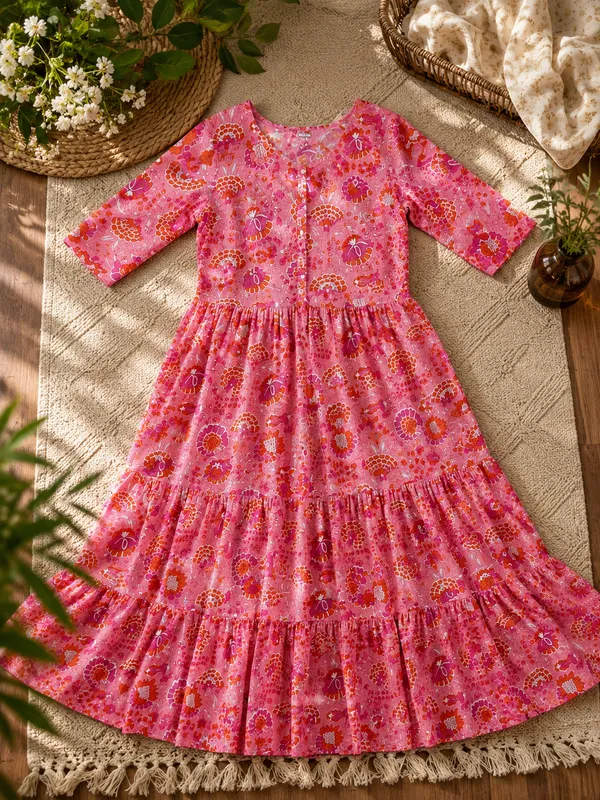 Pink_Floral_printed_Rayon_Fabric_Kurti_Fit_And_Flare_Midi_Dress_for_Women
