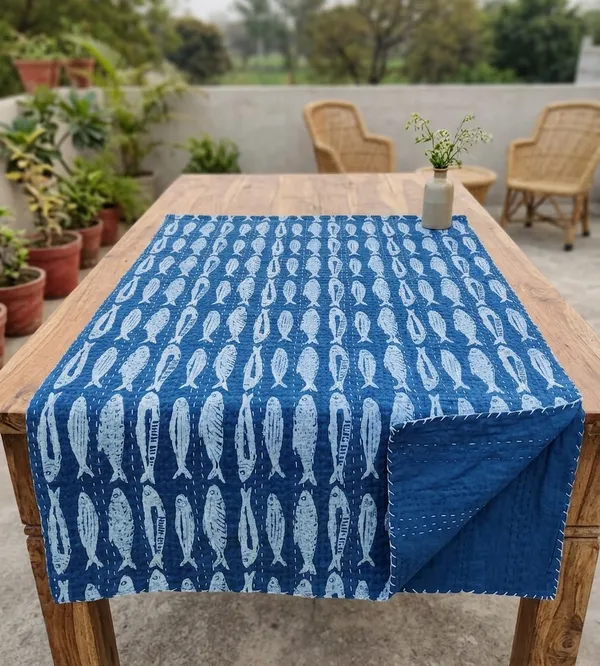 Blue_Cotton_Fish_Block_Printed_Cotton_Kantha_Quilt_Twin_Size_For_Home