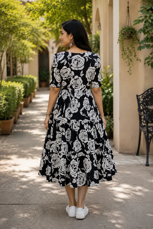 Black_Floral_printed_Rayon_fab_Fit_And_Flare_Midi_Dress_for_Women