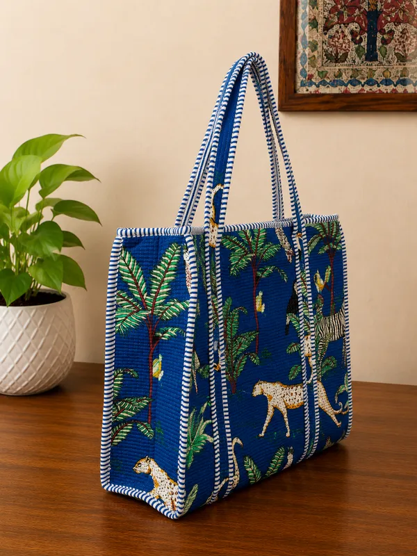 Blue_Jungle_Print_Cotton_Tote_Bags_Kantha_Pattern_For_Women