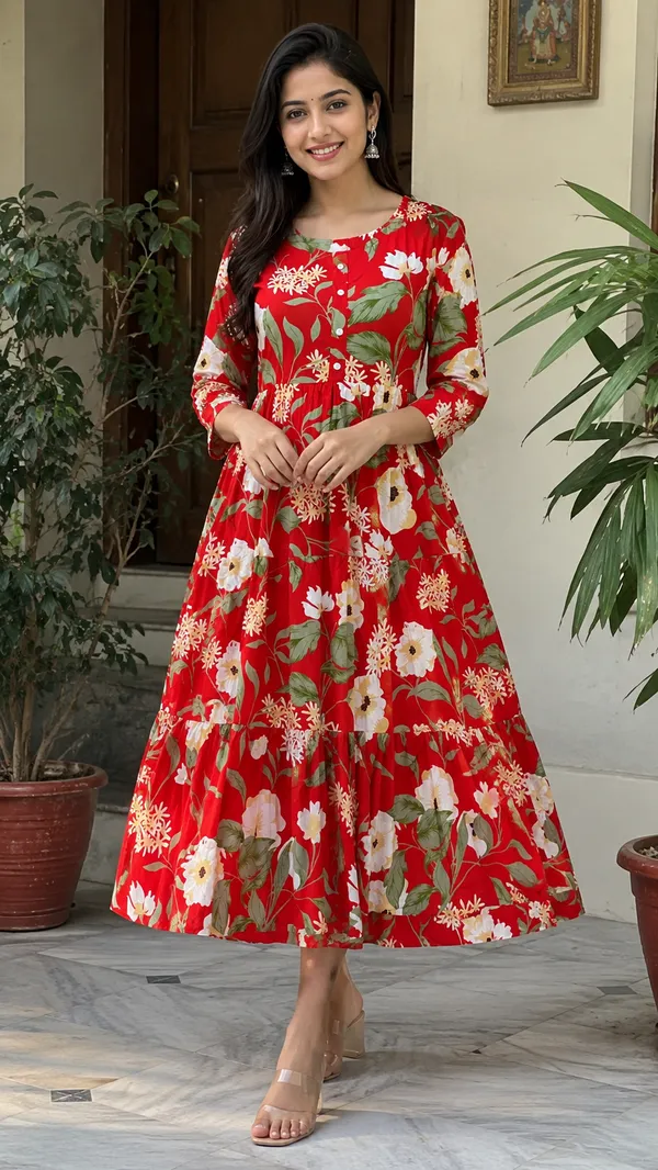 Red_Floral_Print_Rayon_Fabric_Kurti_Flared_Dress_for_Women