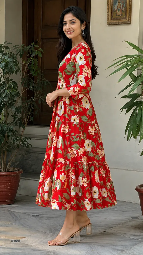 Red_Floral_Print_Rayon_Fabric_Kurti_Flared_Dress_for_Women