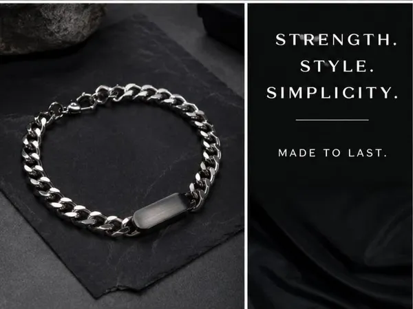 Silver_Stainless_Steel_Curb_Chain_ID_Bracelet_For_Men