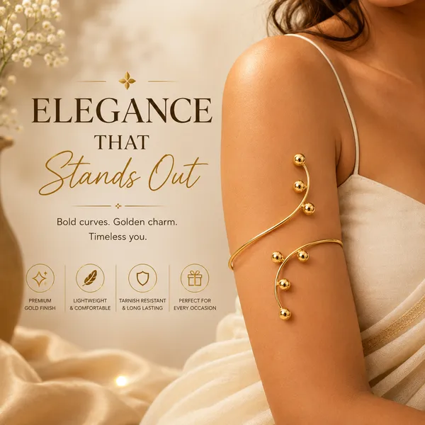 Gold_Metal_Spiral_Ball_Stud_Cuff_Armlets_For_Women