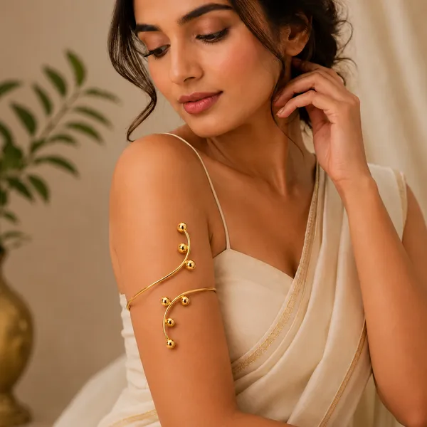 Gold_Metal_Spiral_Ball_Stud_Cuff_Armlets_For_Women