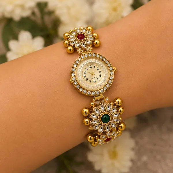 Authentic_Kashmiri_Kundan_Floral_Designer_Watch_for_Women_–_Traditional_Gold-Tone_Jewellery_Watch
