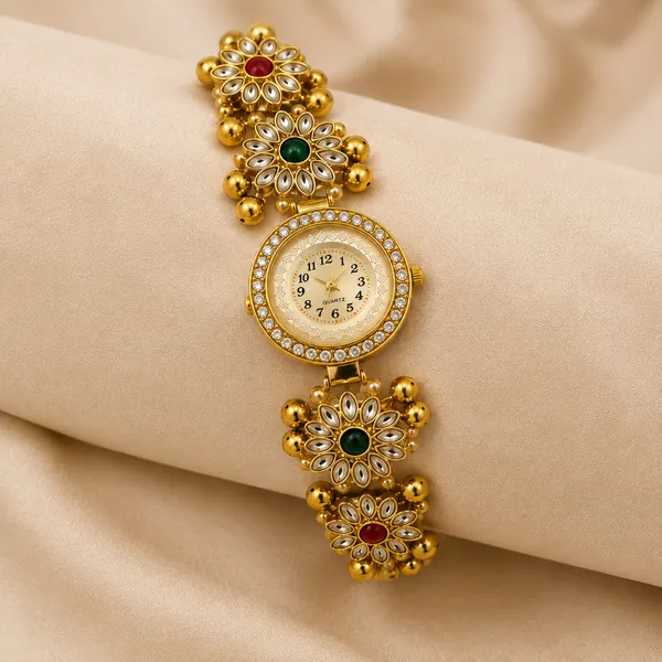 Authentic_Kashmiri_Kundan_Floral_Designer_Watch_for_Women_–_Traditional_Gold-Tone_Jewellery_Watch