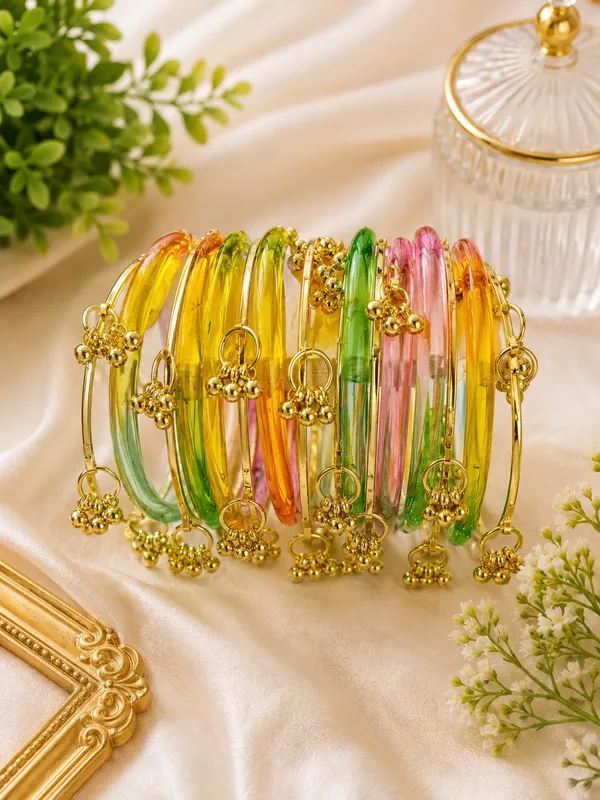 Multicolor_Jelly_Bangles_with_Golden_Charms_for_Women