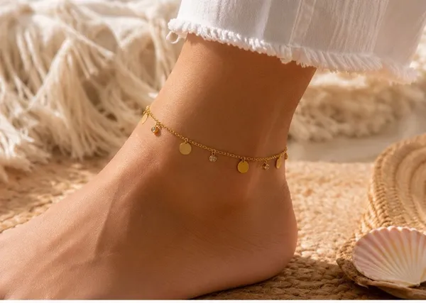 Gold_Metal_Disc_Charm_Anklet_For_Women