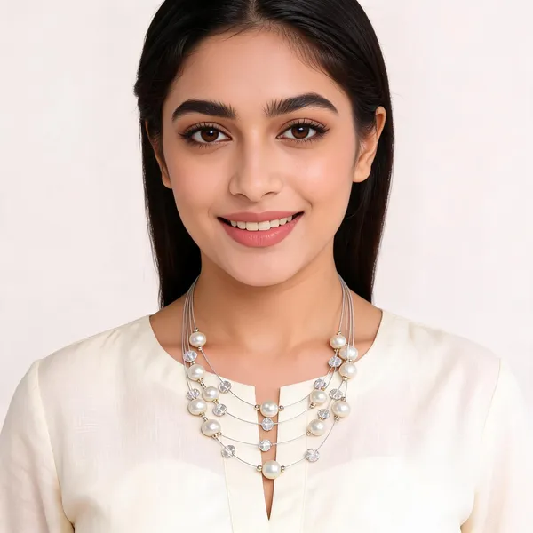 Off_White_Pearl_Crystal_Multi-Strand_Necklace_For_Women