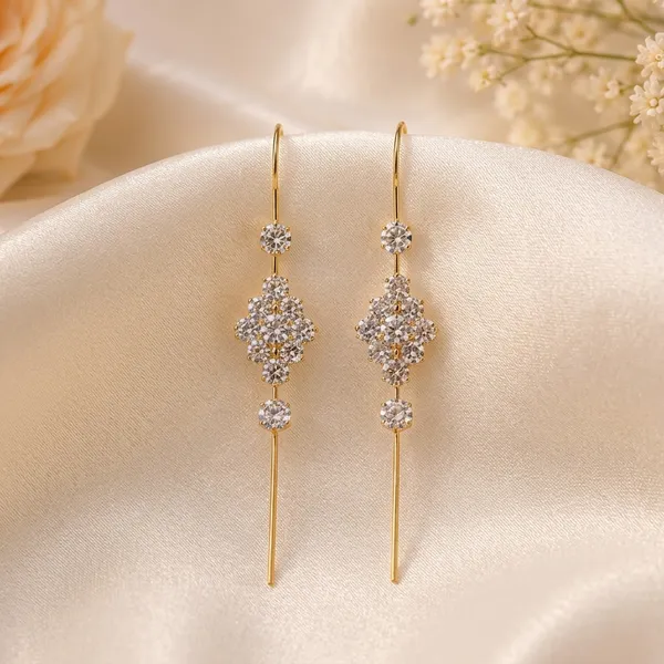 Gold_Metal_Crystal_Cluster_Threader_Drop_Earrings_For_Women