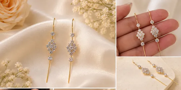 Gold_Metal_Crystal_Cluster_Threader_Drop_Earrings_For_Women