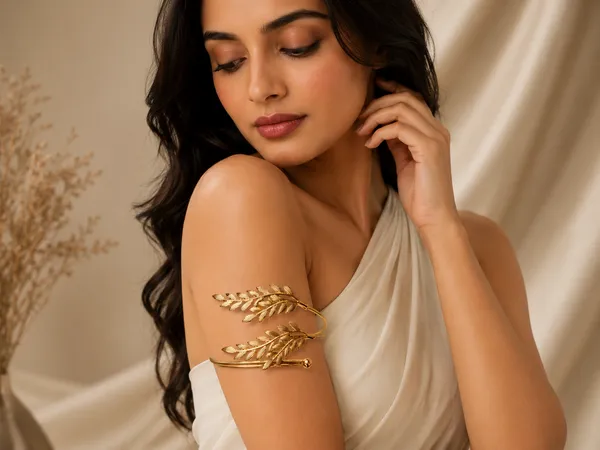 Gold_Metal_Leaf_Design_Adjustable_Cuff_Armlets_For_Women