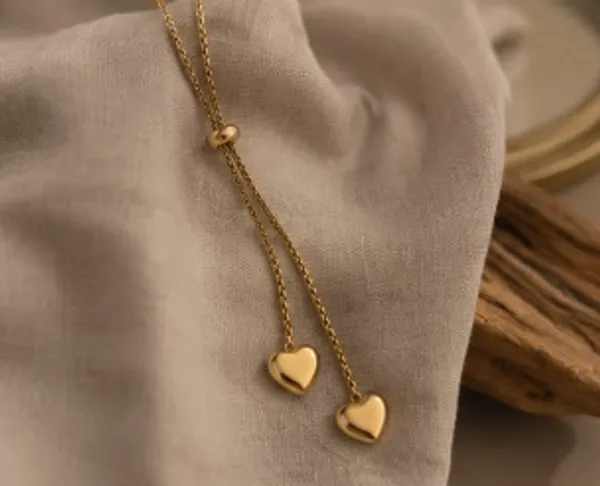 Gold_Metal_Double_Heart_Charm_Adjustable_Necklace_For_Women