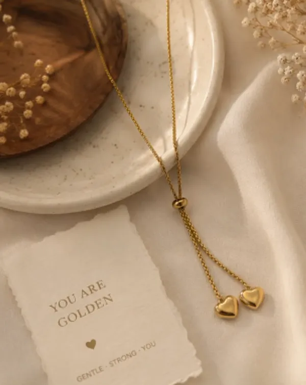 Gold_Metal_Double_Heart_Charm_Adjustable_Necklace_For_Women