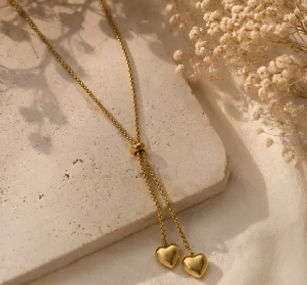 Gold_Metal_Double_Heart_Charm_Adjustable_Necklace_For_Women