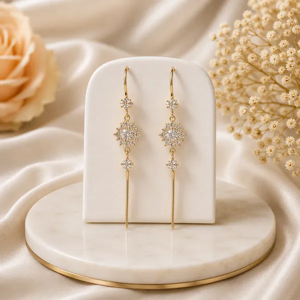 Gold_Metal_Crystal_Cluster_Threader_Drop_Earrings_For_Women
