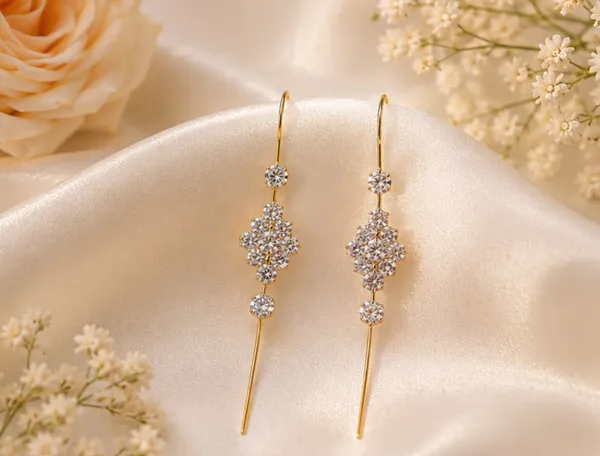 Gold_Metal_Crystal_Cluster_Threader_Drop_Earrings_For_Women