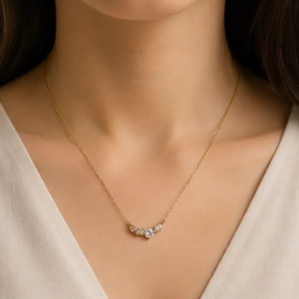 Gold_Metal_Cubic_Zirconia_Cluster_Pendant_Necklace_For_Women