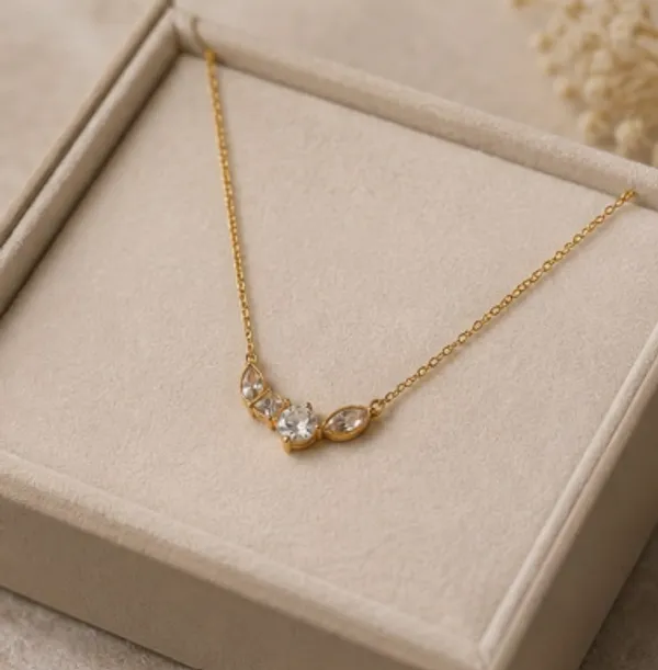 Gold_Metal_Cubic_Zirconia_Cluster_Pendant_Necklace_For_Women