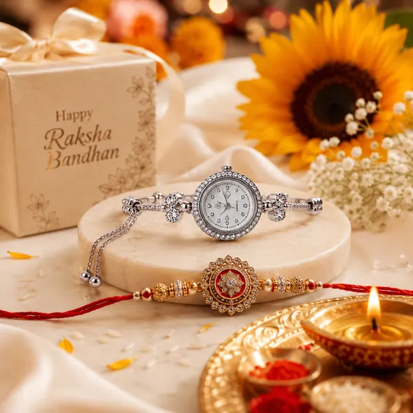 Silver_Oxidized_Floral_Charm_Bracelet_Watch_For_Women