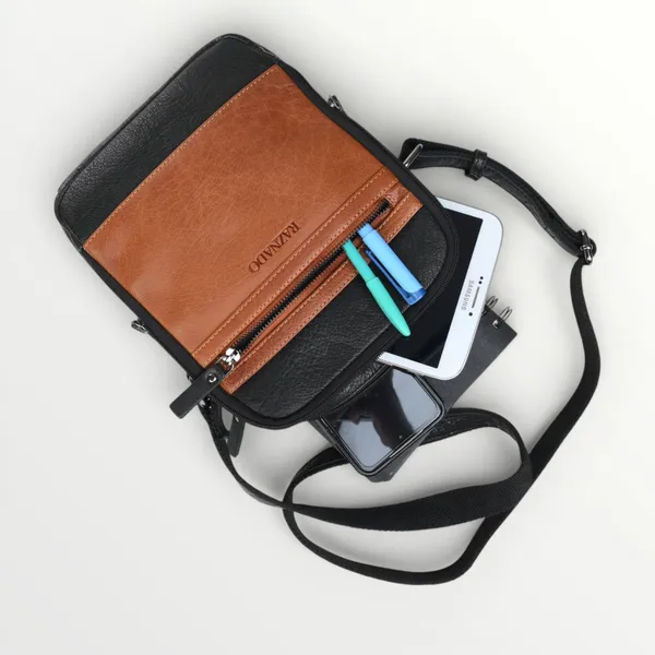 Black_Cognac_Leather_Dual-Tone_Crossbody_Sling_Bag_Large_Size_For_Unisex