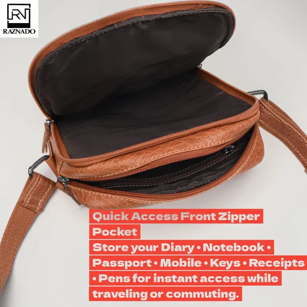 Cognac_Black_Leather_Dual-Tone_Crossbody_Sling_Bag_Large_Size_For_Unisex