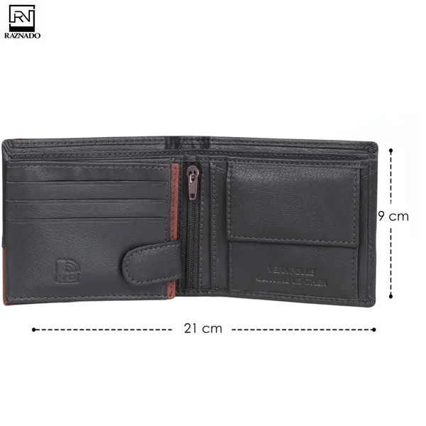 RAZNADO_Genuine_Leather_Wallet_for_Men_(550101-BRN)_–_Premium_Bi-Fold_Wallet_with_Multiple_Card_Slots,_ID_Window,_Zipper_Coin_Pocket_&_Cash_Compartment_–_Brown