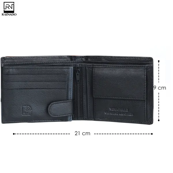 RAZNADO_Genuine_Leather_Wallet_for_Men_(550101_Blk)_–_Premium_Bi-Fold_Wallet_with_Multiple_Card_Slots,_ID_Window,_Zipper_Coin_Pocket_&_Cash_Compartment