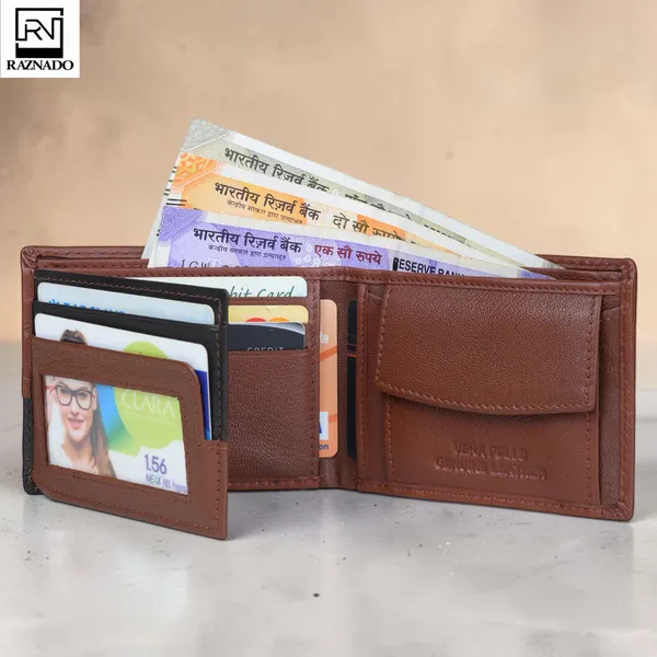 RAZNADO_Genuine_Leather_Wallet_for_Men_|_Slim_&_Stylish_Bi-Fold_Wallet_|_Multiple_Card_Slots,_ID_Window,_Currency_Compartment_&_Coin_Pocket_|_Premium_Gift_Box